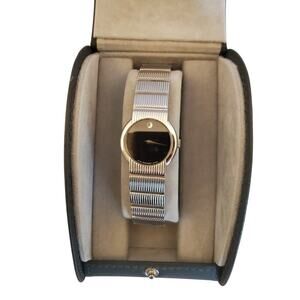 Vintage Movado Ladies Black Dial Stainless Steel Sapphire Crystal Watch  3937186